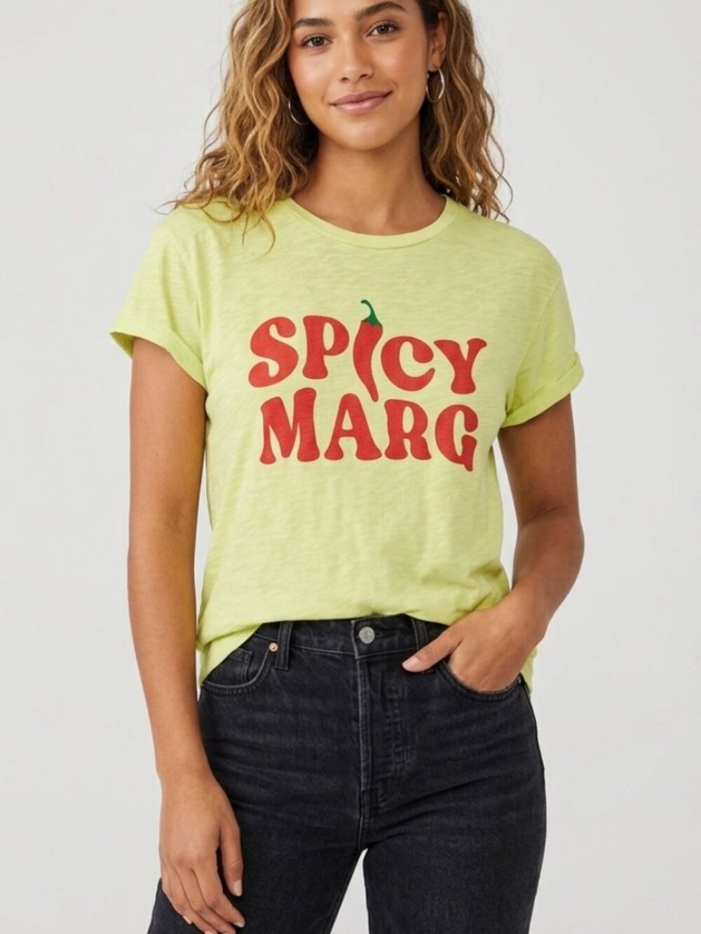 Zutter Spicy Marg Graphic Tee Lime Green Yellow Neon Short Sleeve T-Shirt